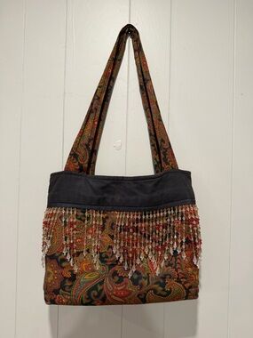Beaded Paisley Shoulder Bag in Multicolor